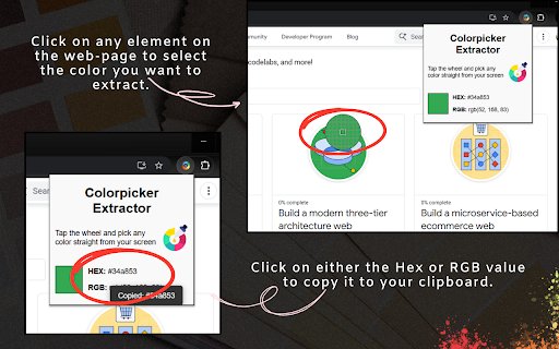 Colorpicker Extractor from Chrome web store to be run with OffiDocs Chromium online